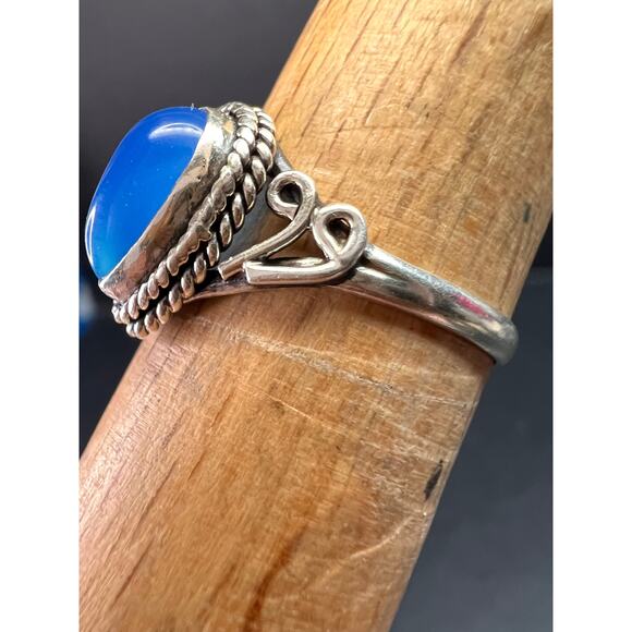 Blue chalcedony sterling silver ring size 7 - Picture 13 of 16
